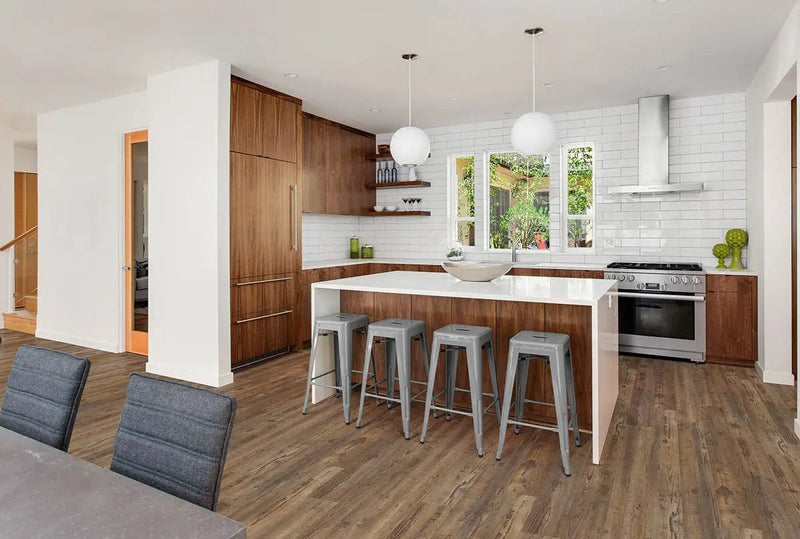 Glenridge Aged Hickory Wood Look Lvt Tile Setting Materials 1G in a finished room