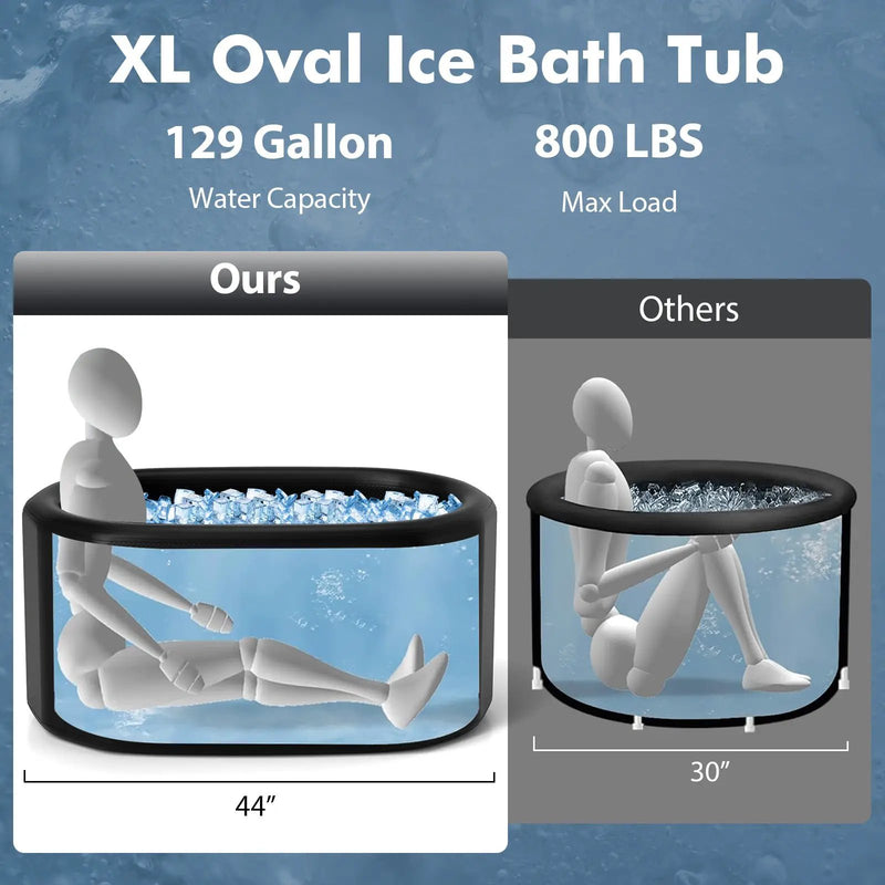 XL 129 Gal Oval Ice Bath Tub with Cover and Hand Pump for Athletes by DirectDeals