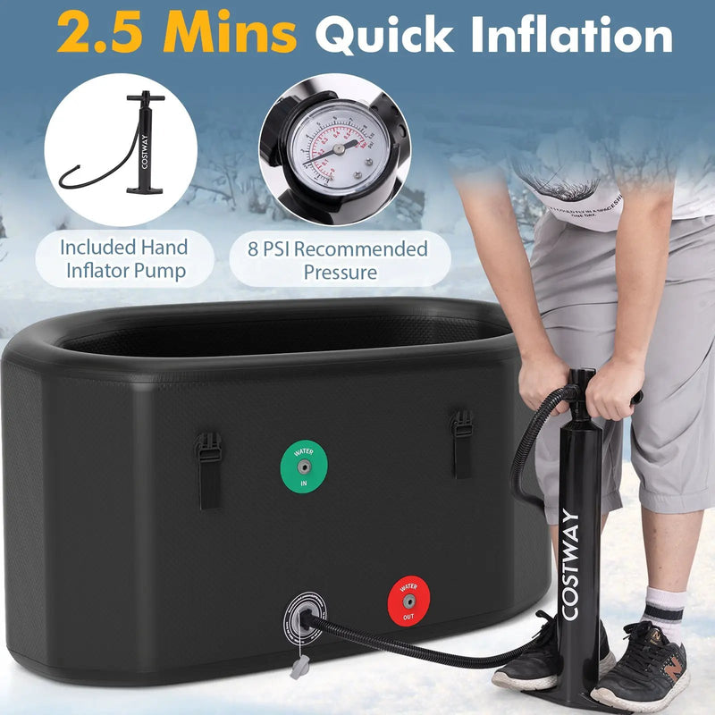 XL 129 Gal Oval Ice Bath Tub with Cover and Hand Pump for Athletes by DirectDeals