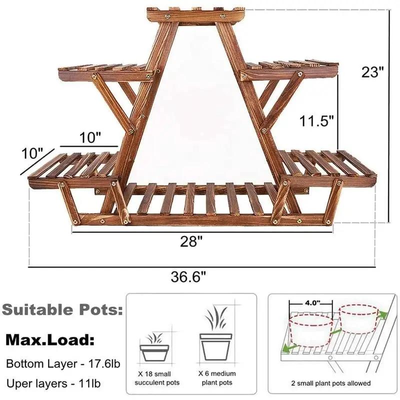 Solid Wood Triangular 6-Shelf Indoor Outdoor Flower Pot Plant Stand by HomePacific