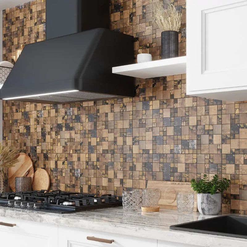 Bronze 12x12 Matte Square Metal Mosaic Tile (5 pack, 4.75 sq ft/case) by Apollo Tile