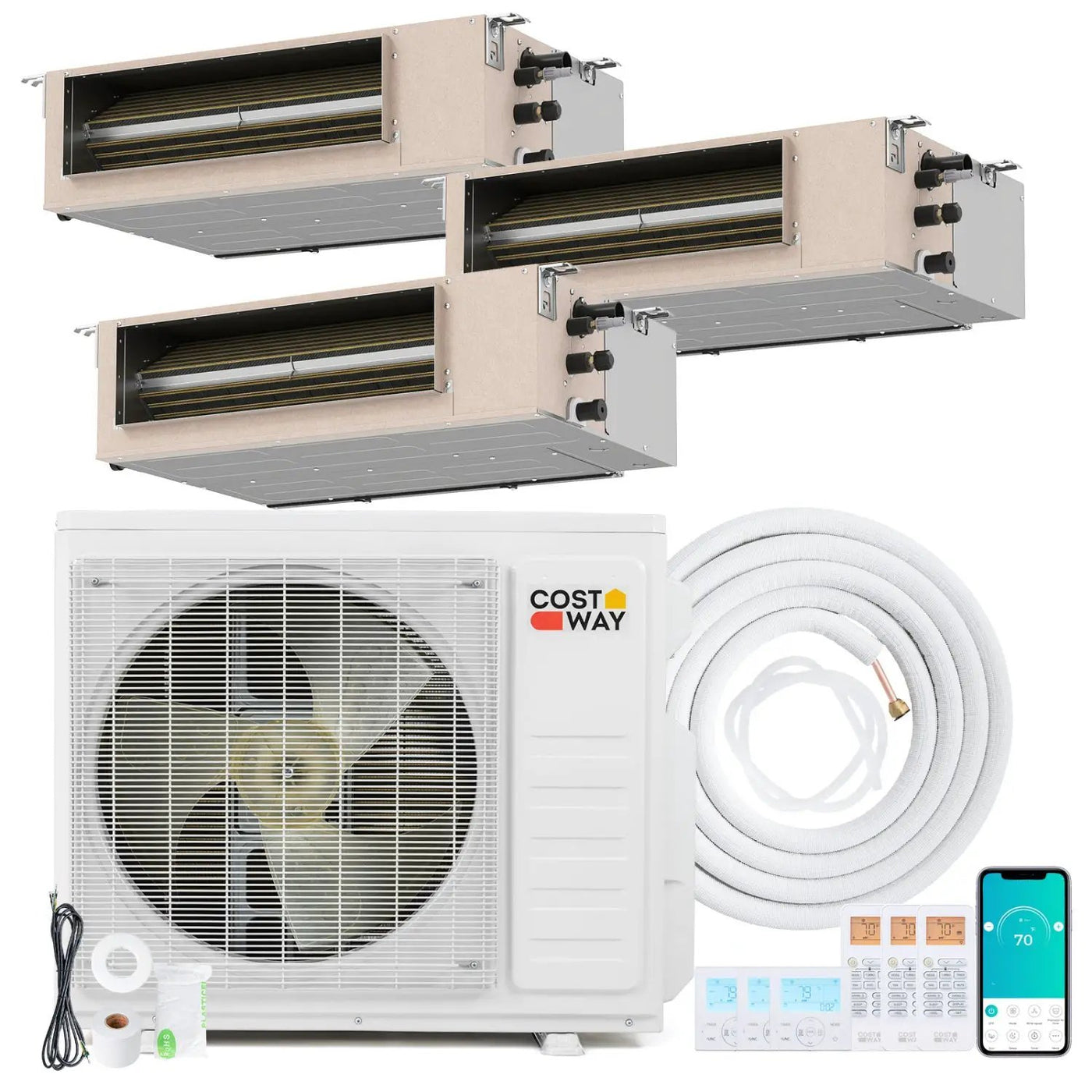3 Zone Mini Split Air Conditioner 27000 BTU Concealed Ducted by DirectDeals