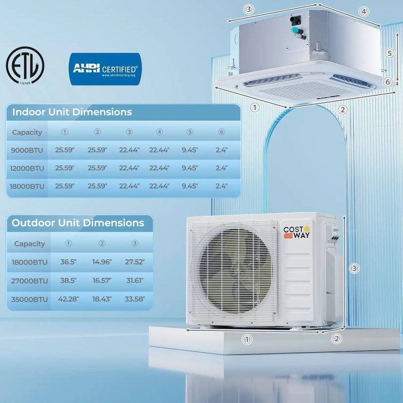 X-Pro 27000 BTU 3 Zone 24 SEER2 Ceiling Cassette Mini Split AC by DirectDeals