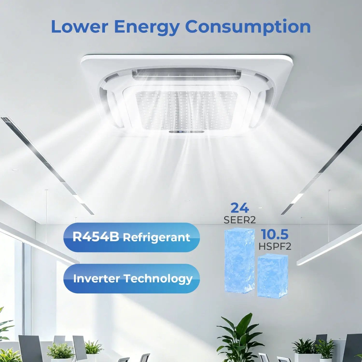 X-Pro 27000 BTU 3 Zone 24 SEER2 Ceiling Cassette Mini Split AC by DirectDeals