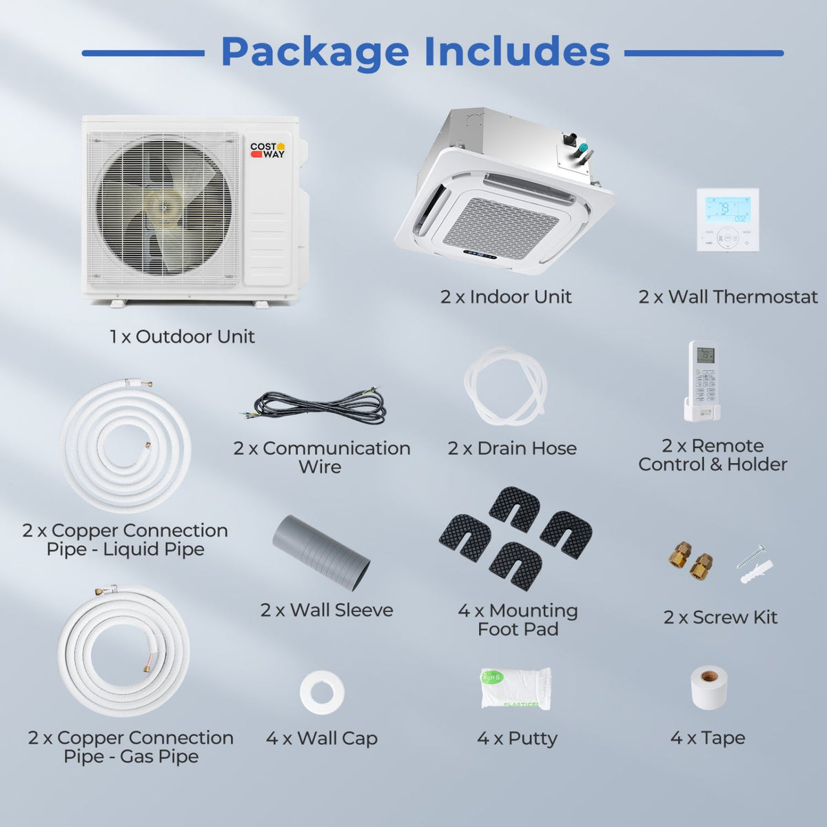 X-Pro 35000 BTU 2 Zone 22.5 SEER2 Ceiling Cassette Mini Split AC, photo 12 of 24