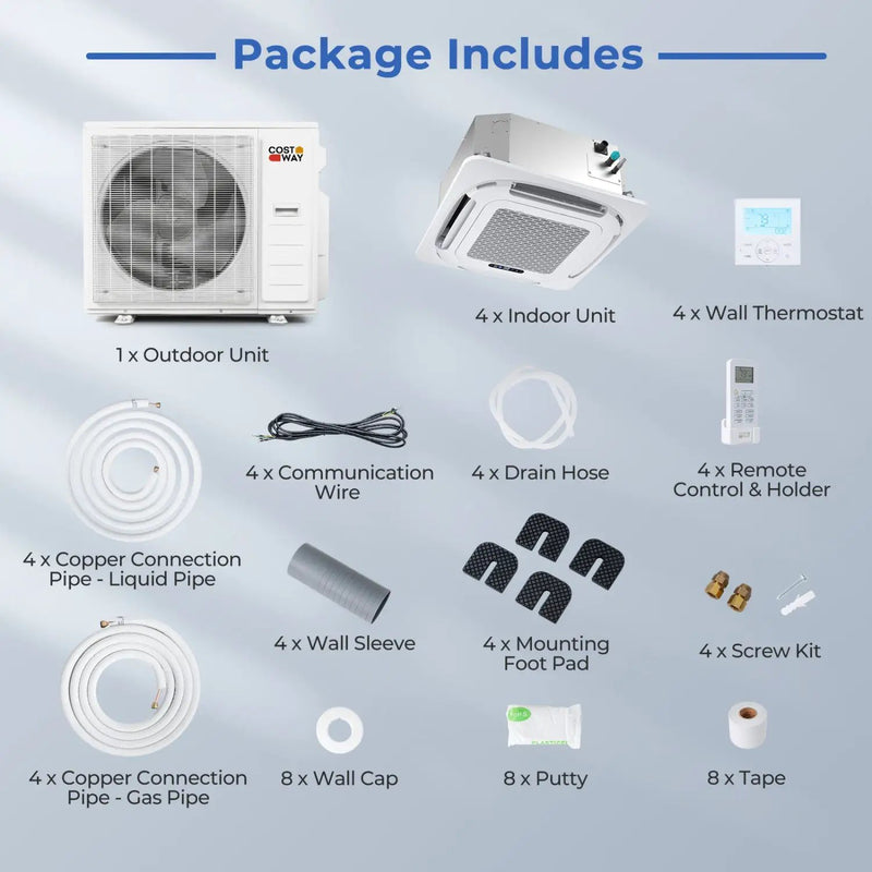 X-Pro 35000 BTU 4 Zone 22.5 SEER2 Ceiling Cassette Mini Split AC by DirectDeals