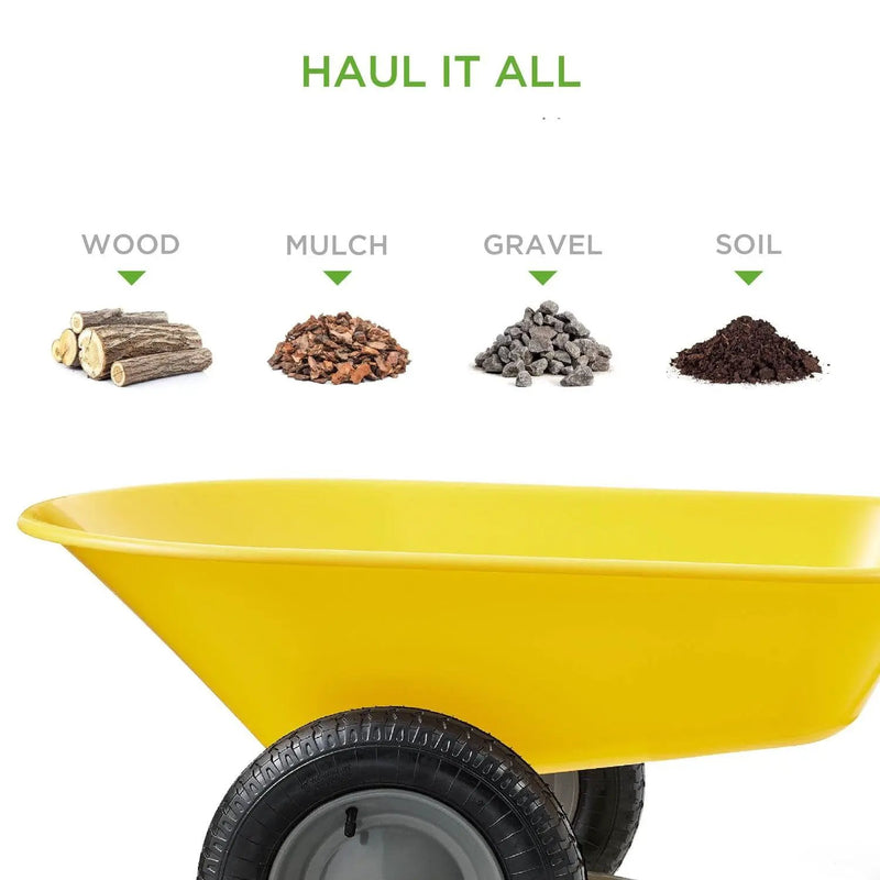 Heavy Duty 2-Wheel Multipurpose Rust Proof Wheelbarrow - Yellow by HomePacific