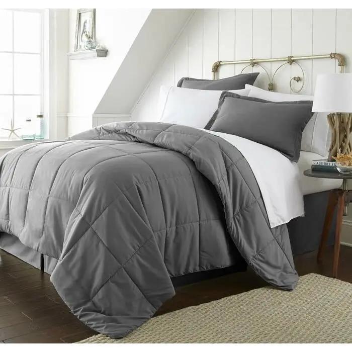 Queen Size 8-Piece Microfiber Reversible Bed-in-a-Bag Comforter Set in Grey by HomePacific