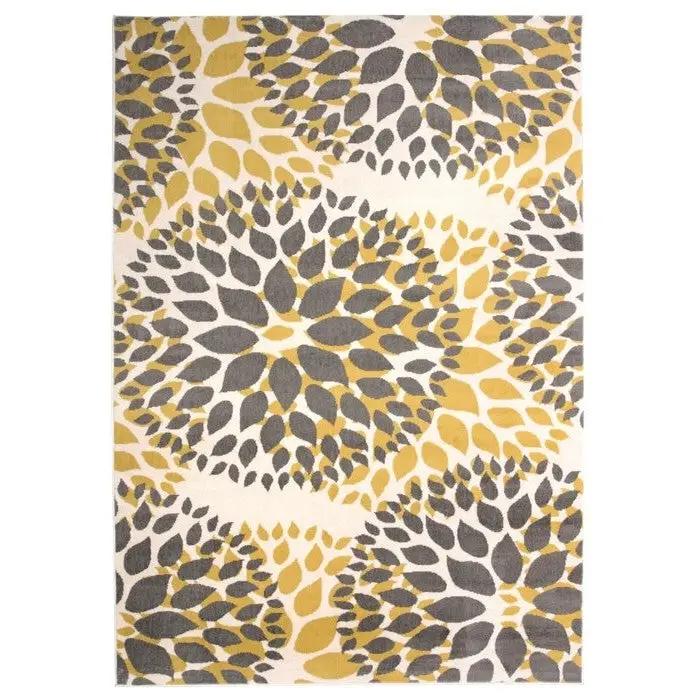 5' x 7' Grey Yellow Floral Woven Stain Resistant Polypropylene Area Rug by HomePacific