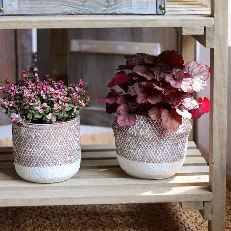 Boho Straw-Look Flower Planter by RusticReach