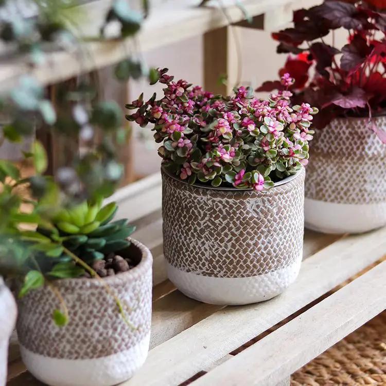 Boho Straw-Look Flower Planter by RusticReach