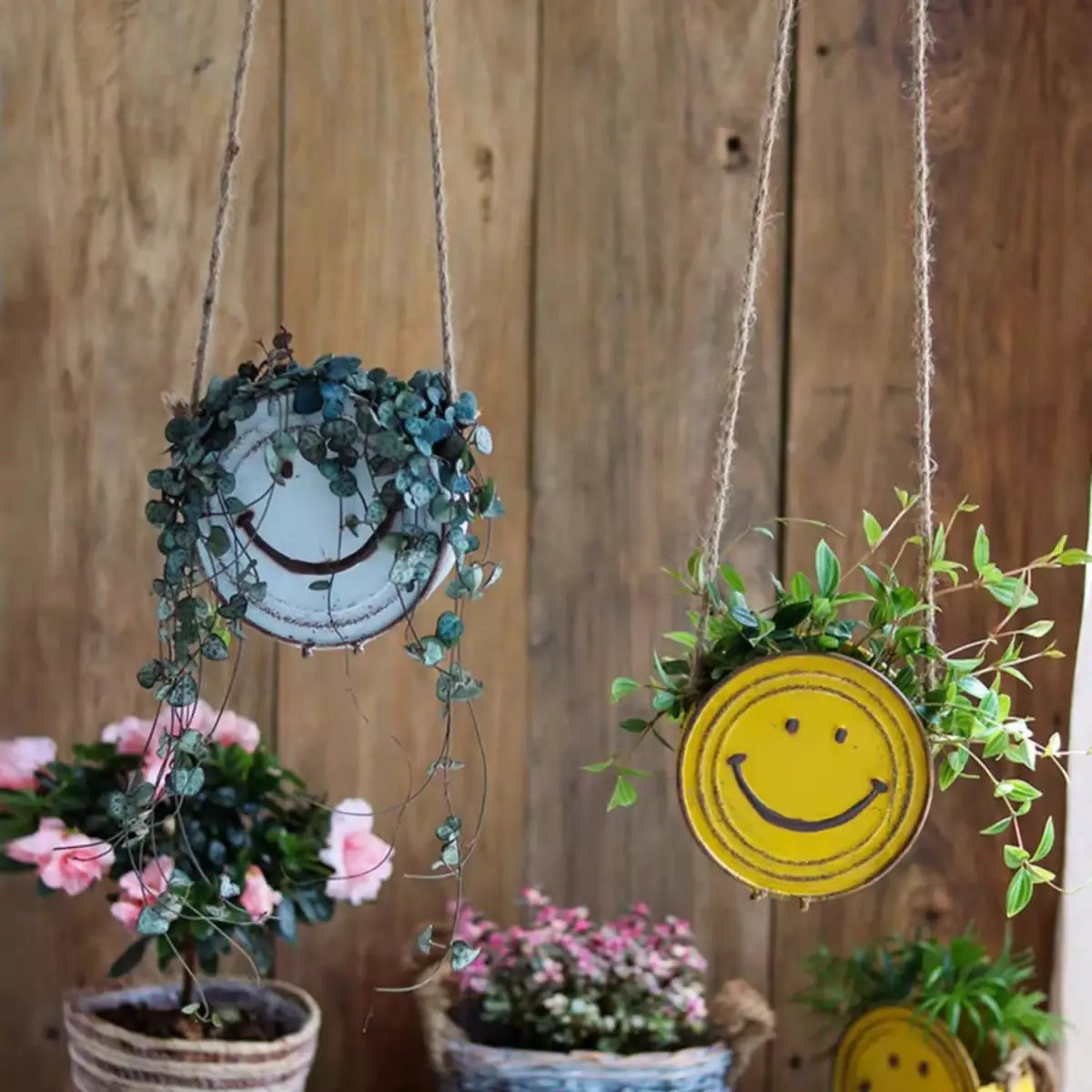 Happy Face Hanging Planter by RusticReach