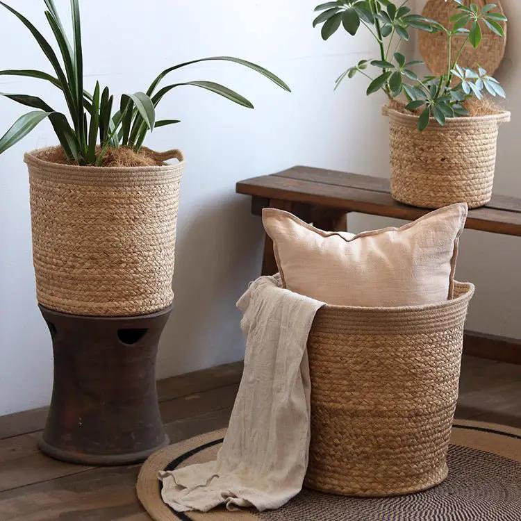 Natural Cylinder Storage and Planter Basket by RusticReach