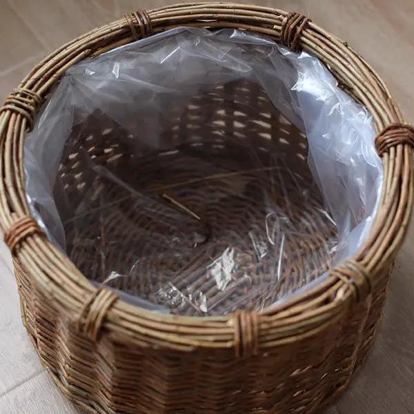 Rustic Round Wicker Planter with Liner by RusticReach