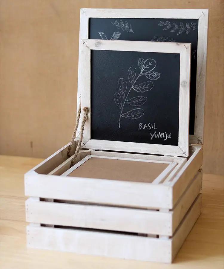 Rustic Wooden Storage Crate with Chalkboard Lid by RusticReach