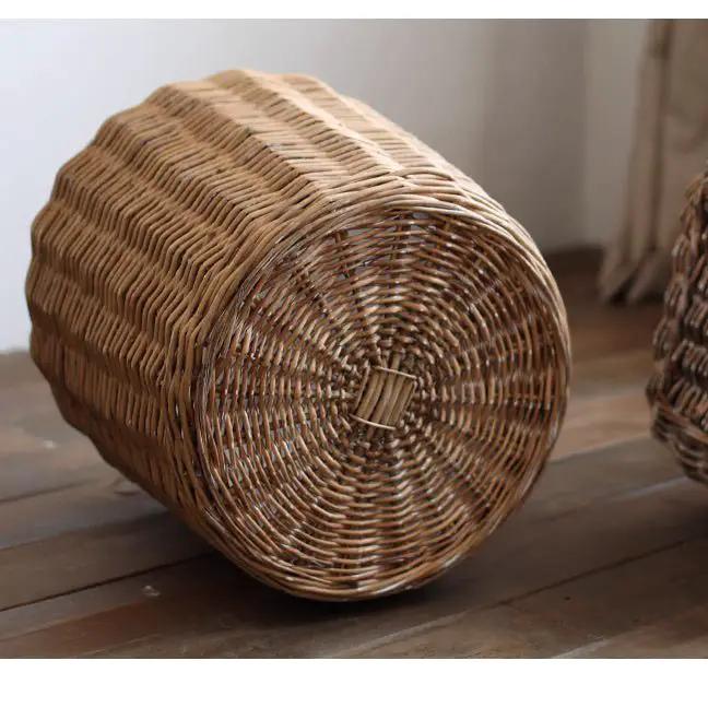 Natural Wicker Floor Planter Basket with Liner by RusticReach