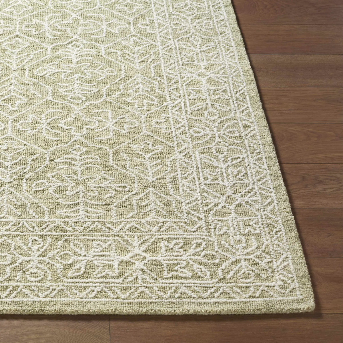 Yadid Green Wool Area Rug, photo 4 of 10
