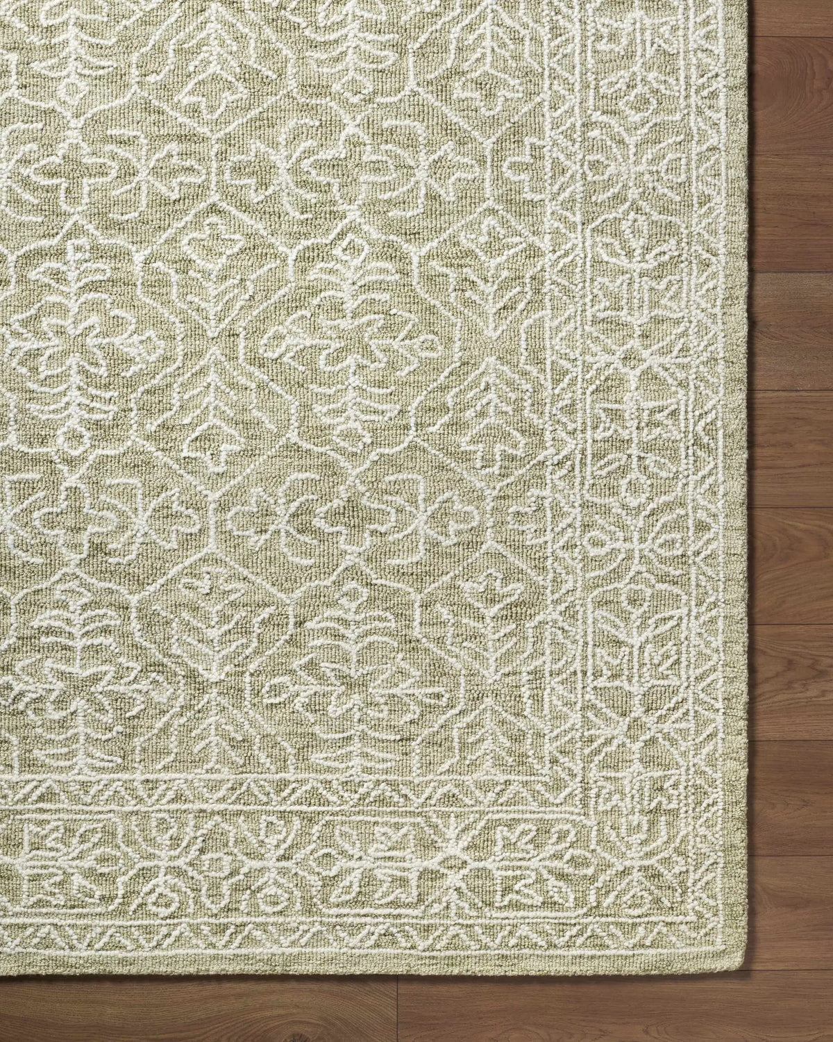 Yadid Green Wool Area Rug, photo 7 of 10