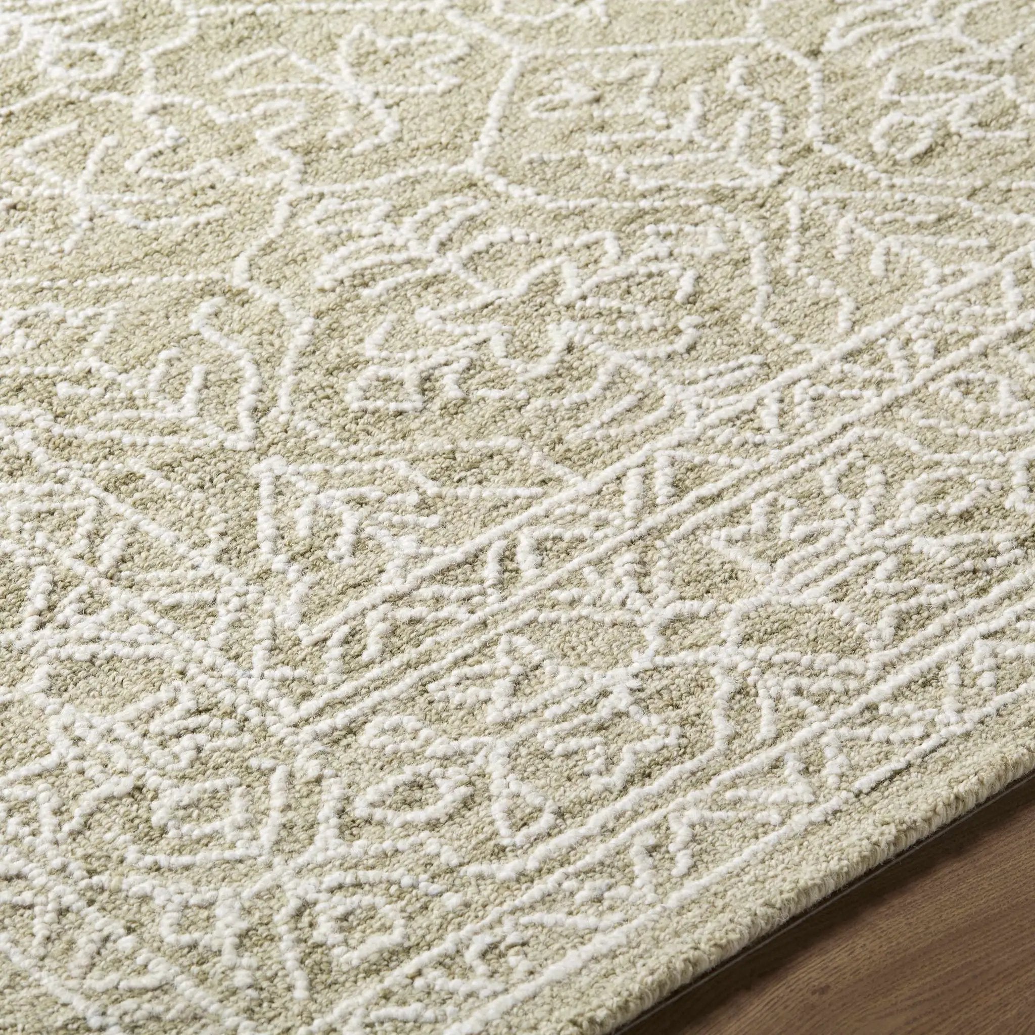 Yadid Green Wool Area Rug by Boutique Rugs