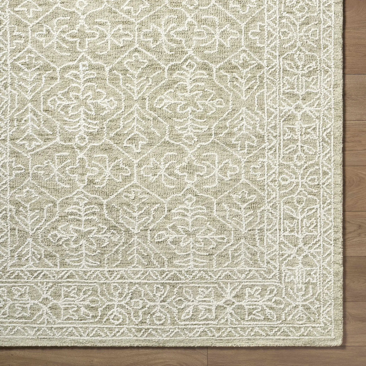 Yadid Green Wool Area Rug, photo 8 of 10
