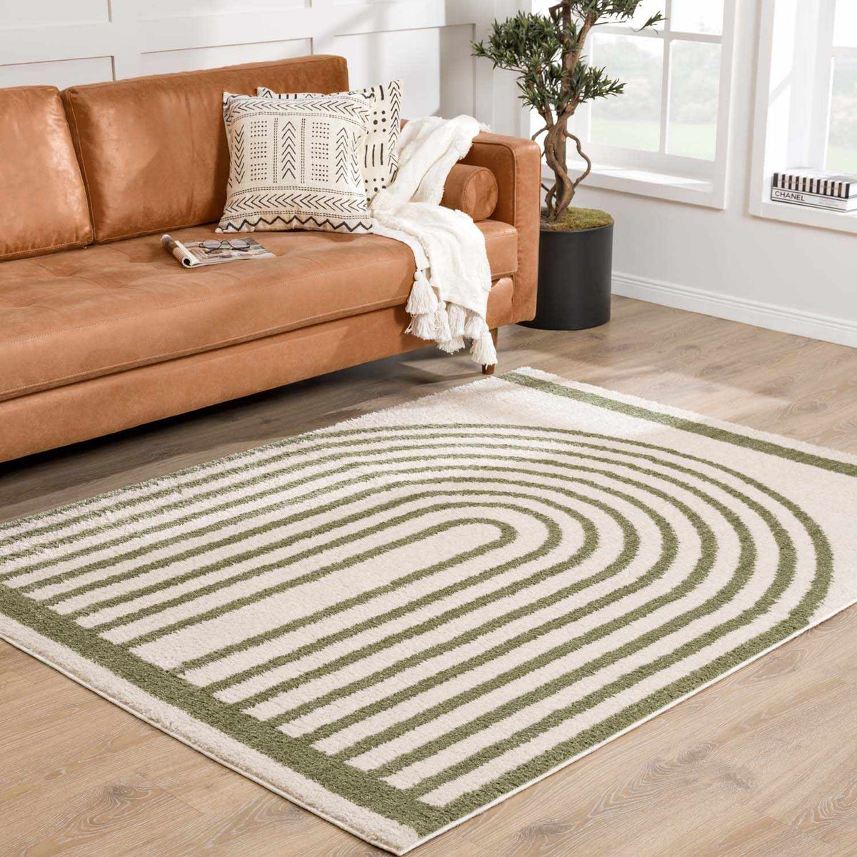 Yasuo Green Washable Area Rug, installed in a room 2