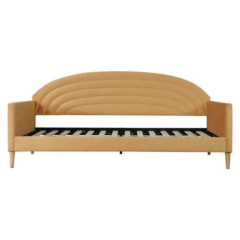 Twin size Mid-Century Modern Yellow Velvet Upholstered Daybed by HomePacific