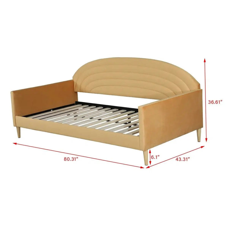 Twin size Mid-Century Modern Yellow Velvet Upholstered Daybed by HomePacific