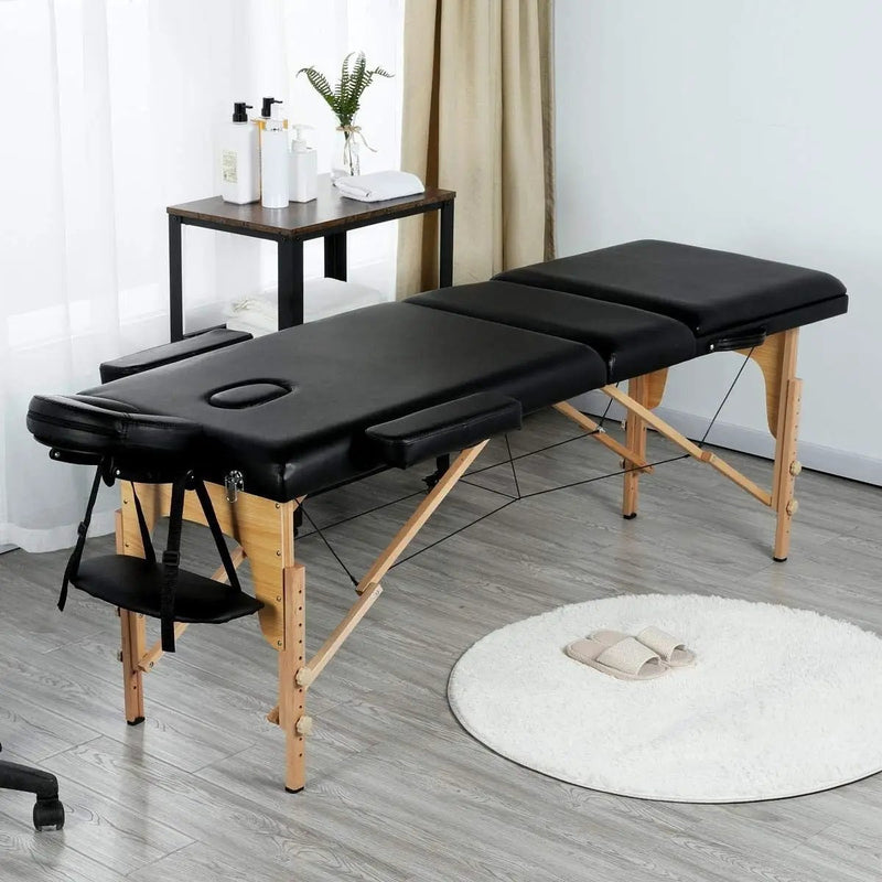 Black Adjustable Portable Massage Tattoo Folding Elevated Table by HomePacific