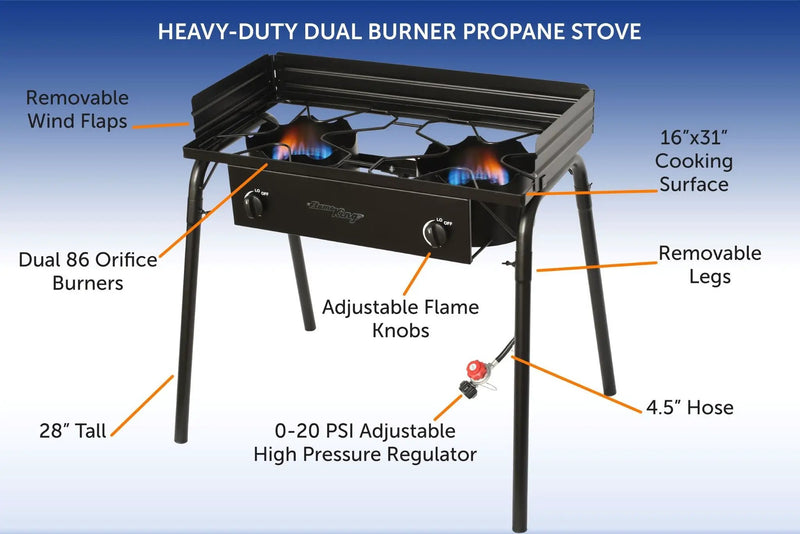Flame King Outdoor Propane Double Dual Burner Cooker Stove by Flame King Products