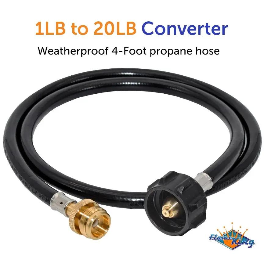 Flame King 4 Feet Propane Adapter Hose 1 lb to 20 lb Converter Replacement for QCC1 by Flame King Products