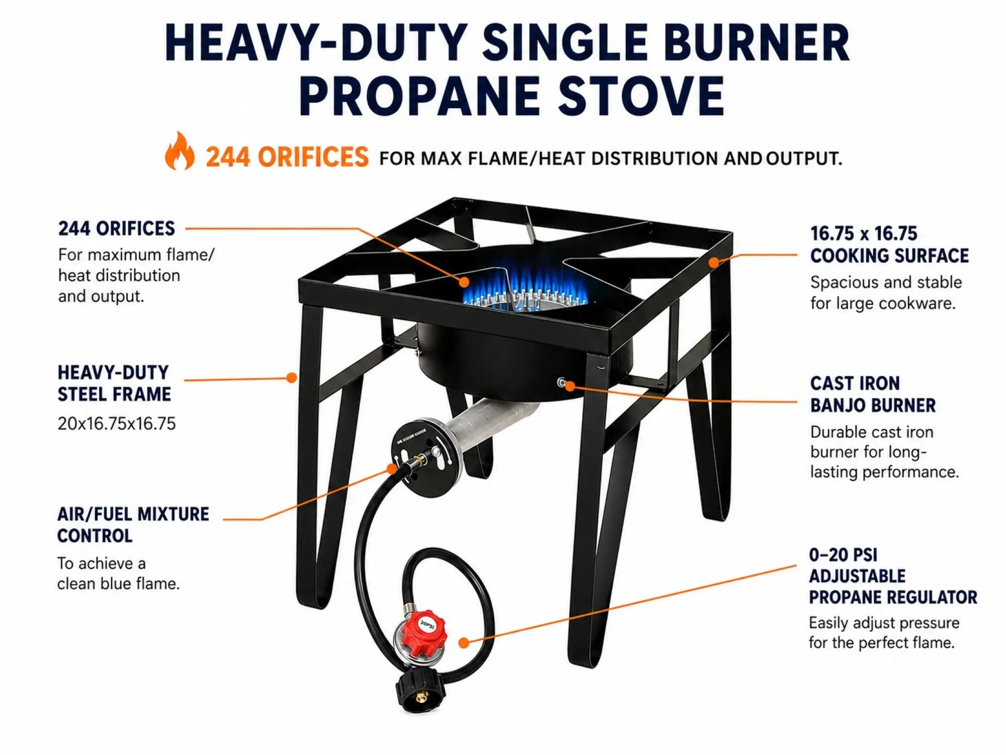 Flame King Heavy Duty 200,000 BTU Propane Gas Single Burner Cooker by Flame King Products