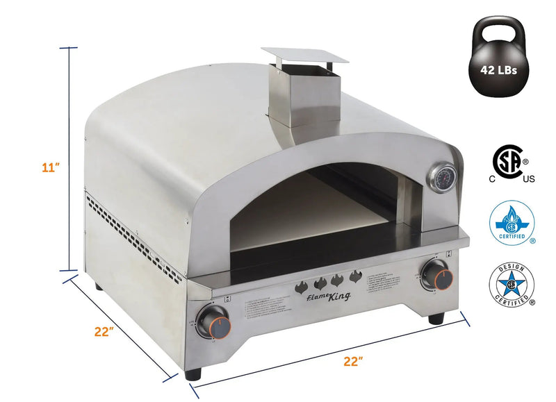 Flame King Outdoor Portable Stainless Steel Propane Pizza Oven Gas With Stone by Flame King Products