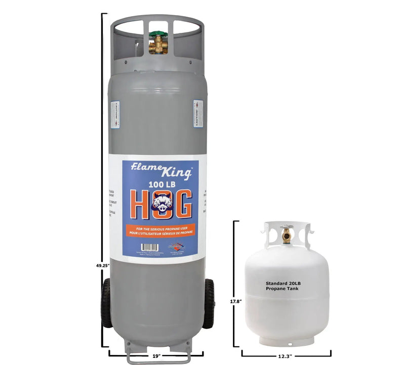 Flame King 100lb Empty Horizontal & Vertical Propane Cylinder with POL & Wheels by Flame King Products