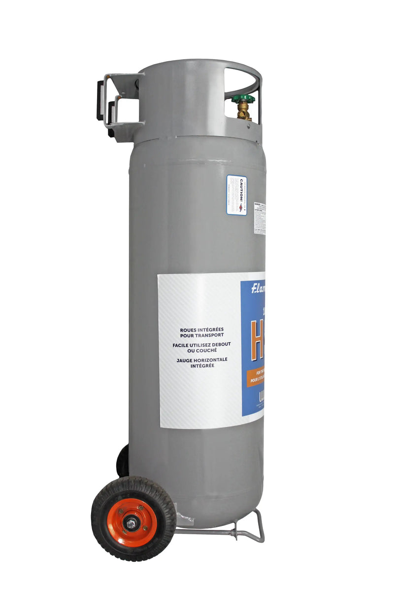 Flame King 100lb Empty Horizontal & Vertical Propane Cylinder with POL & Wheels by Flame King Products