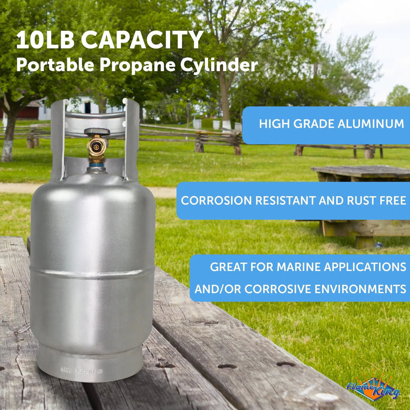Flame King Lightweight 10lb Aluminum Propane Tank LP Cylinder with OPD by Flame King Products