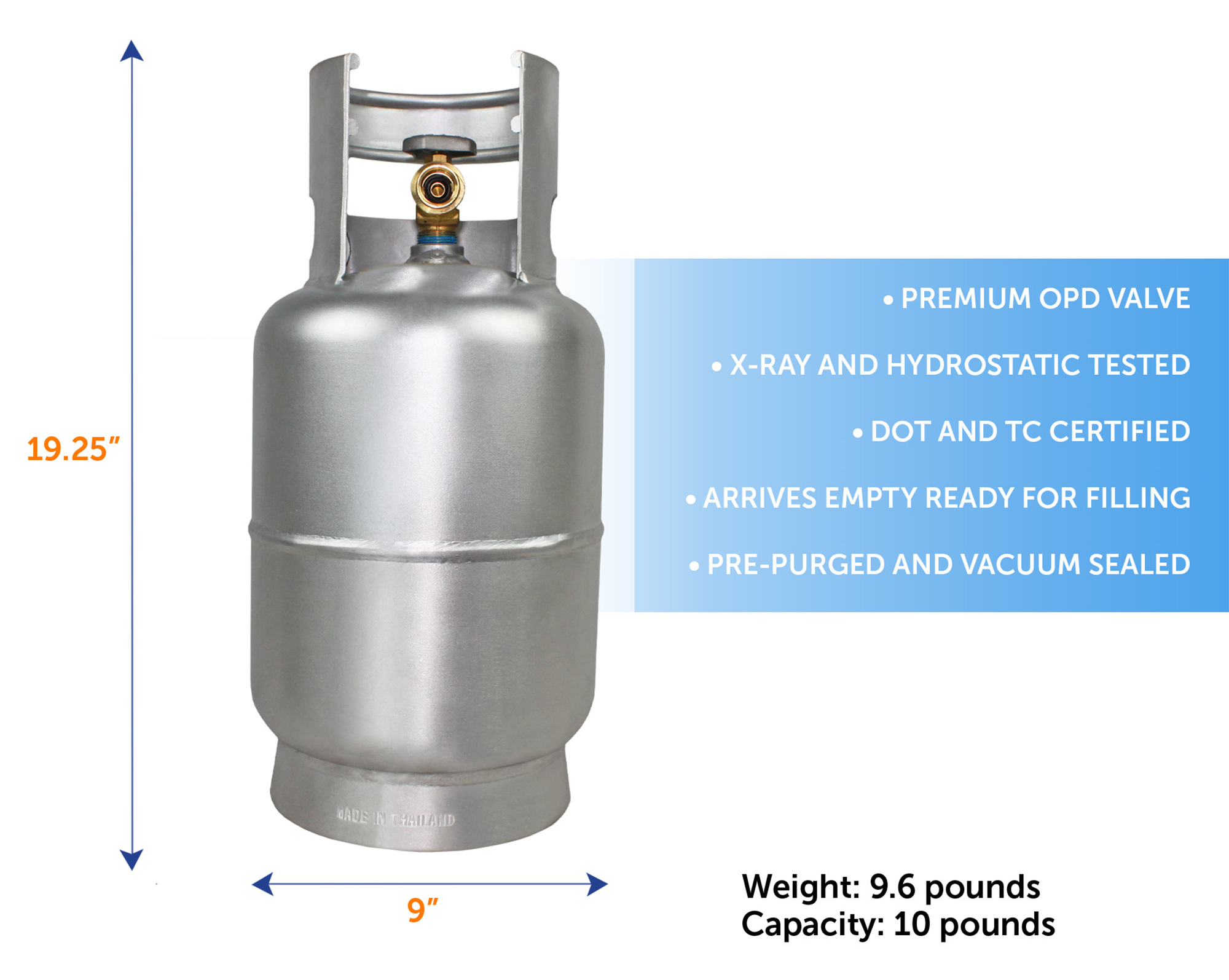 Flame King Lightweight 10lb Aluminum Propane Tank LP Cylinder with OPD by Flame King Products