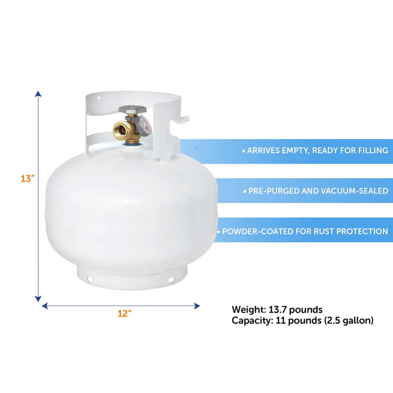 Flame King 11lb Propane Tank Cylinder Squatty with Gauge and Type 1 OPD Valve by Flame King Products