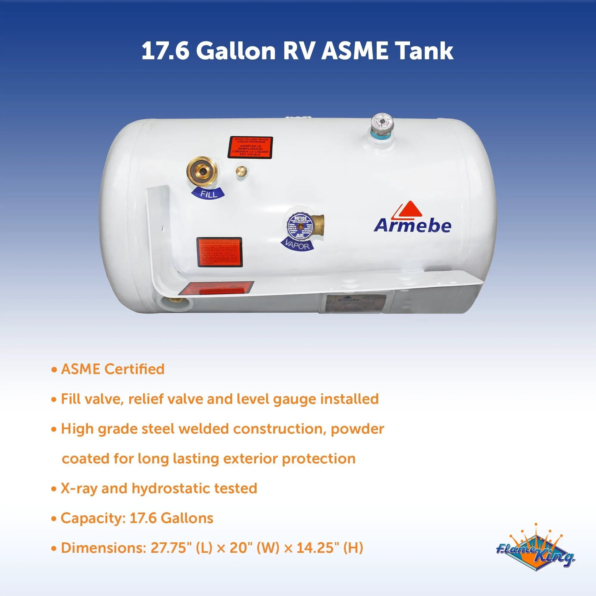 Flame King 17.6 Gal ASME RV Trailer Propane Cylinder Tank by Flame King Products