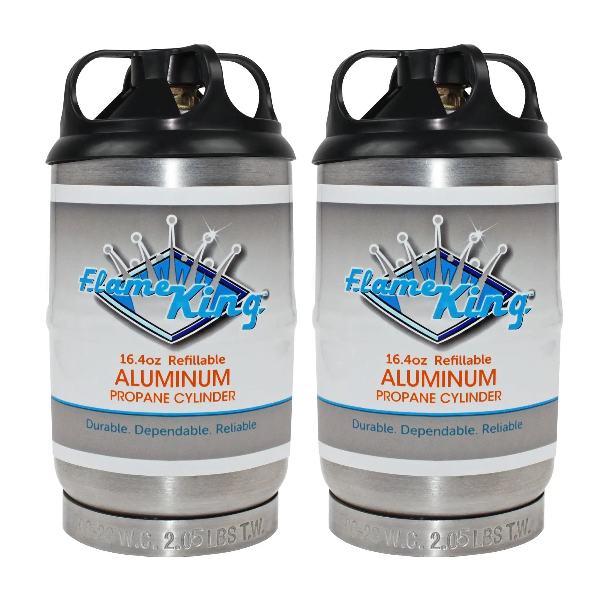 Flame King 1lb Aluminum Refillable Propane Tank LP Cylinder - 2 Pack Eco Friendly Sustainable Tank by Flame King Products