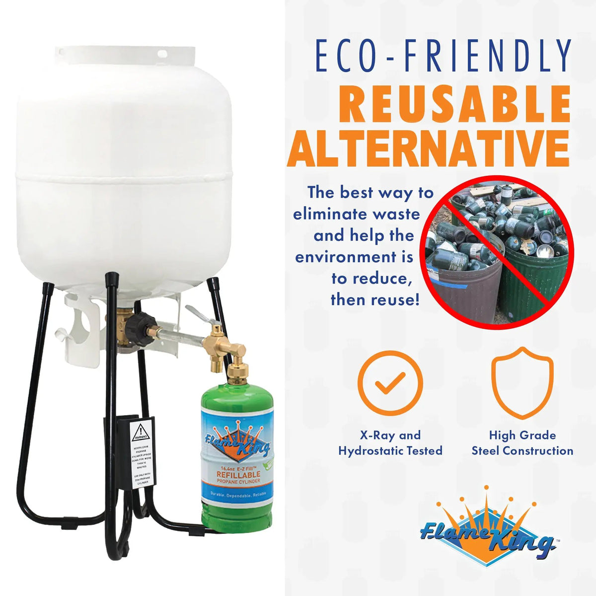 Flame King YSN1LBKTa Eco Friendly 1lb Refillable Reusable Propane Cylinder + Refill Kit by Flame King Products