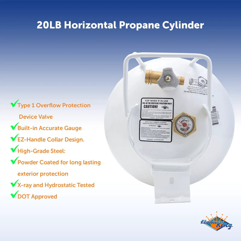 Flame King 20lb Horizontal Propane Cylinder Tank With Valve and Gauge Rv Trailer by Flame King Products