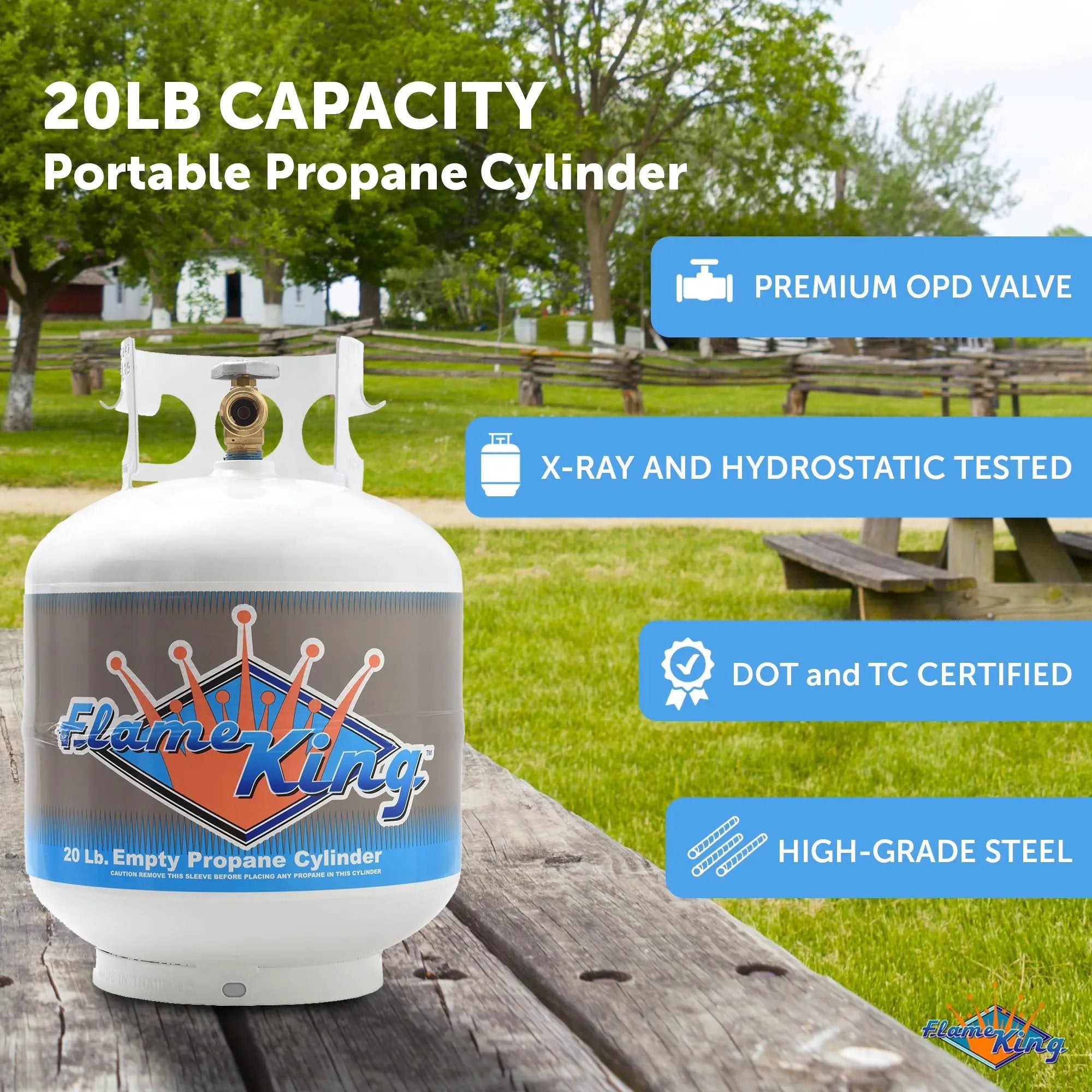 Flame King 20lb Propane Tank LP Cylinder with OPD by Flame King Products