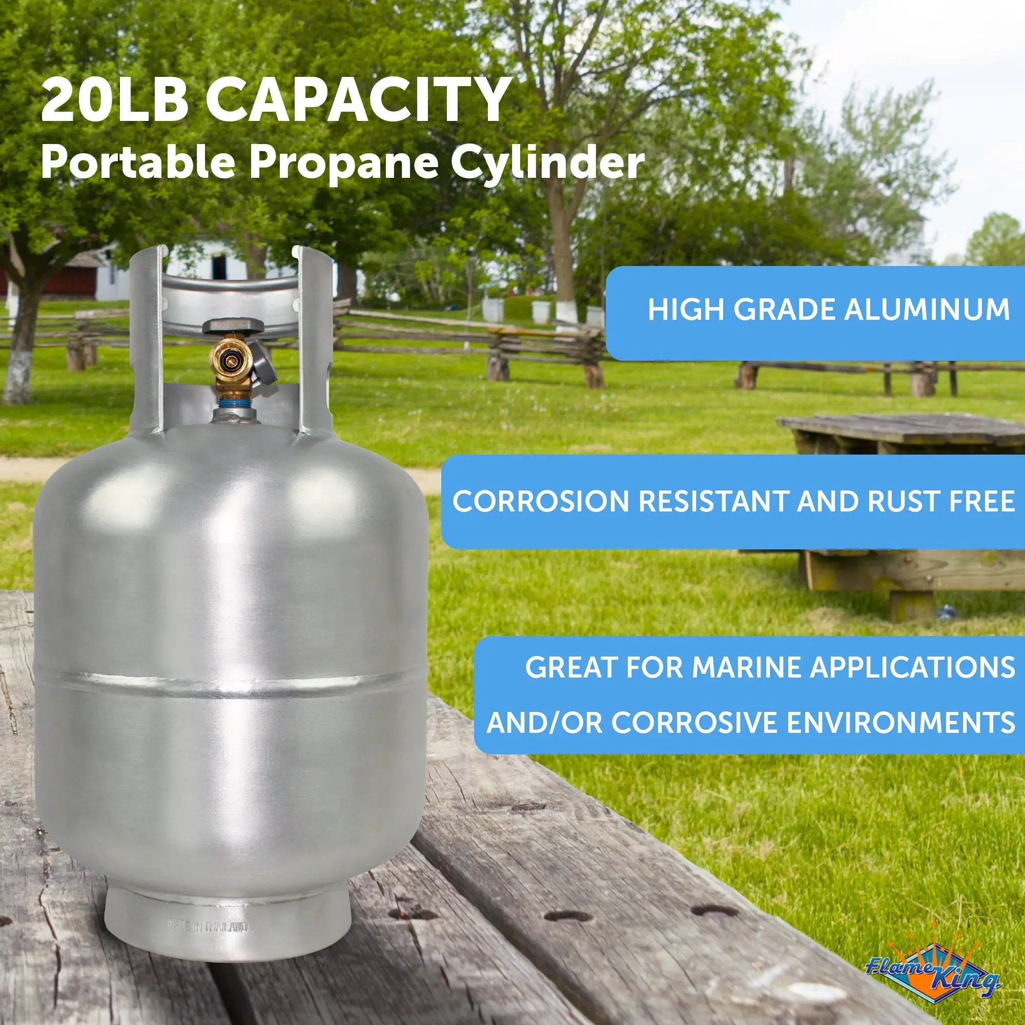Flame King Lightweight 20lb Aluminum Propane Tank LP Cylinder with OPD & Gauge by Flame King Products