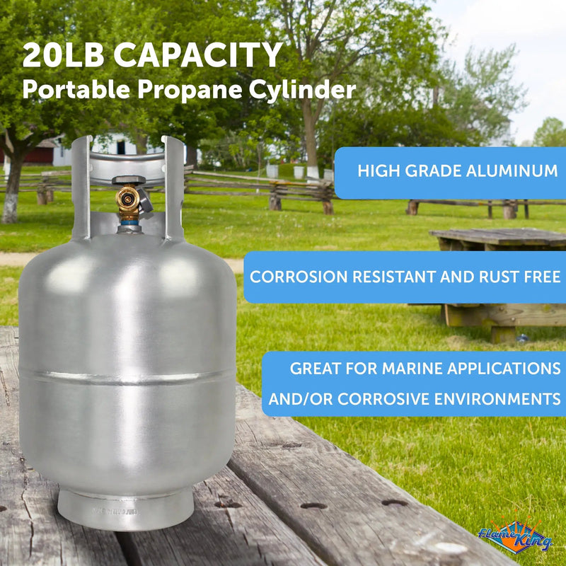 Flame King Lightweight 20lb Aluminum Propane Tank LP Cylinder with OPD & Gauge by Flame King Products