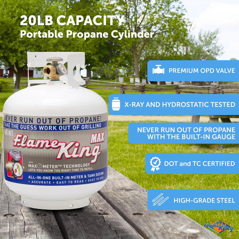 Flame King 20lb Propane Tank LP Cylinder with OPD & Gauge by Flame King Products