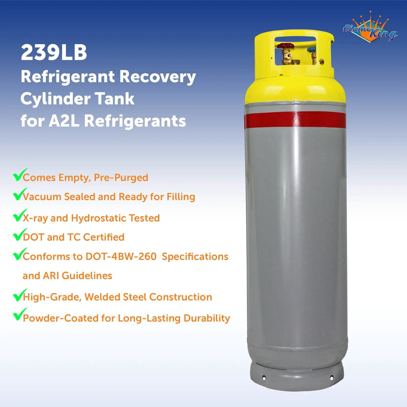 Flame King 239lb Refrigerant Tank Recovery Cylinder 400 PSI For A2L Refrigerants by Flame King Products