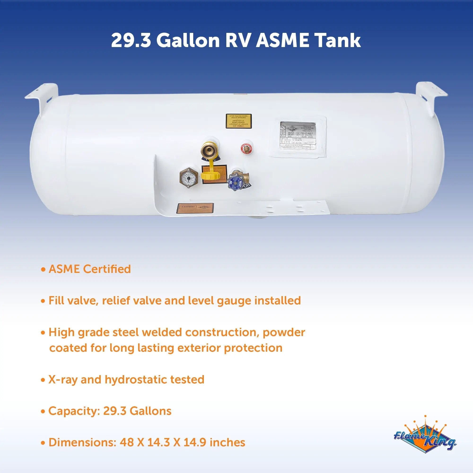 Flame King 29.3 Gal ASME Propane Tank Cylinder RV Trailer by Flame King Products