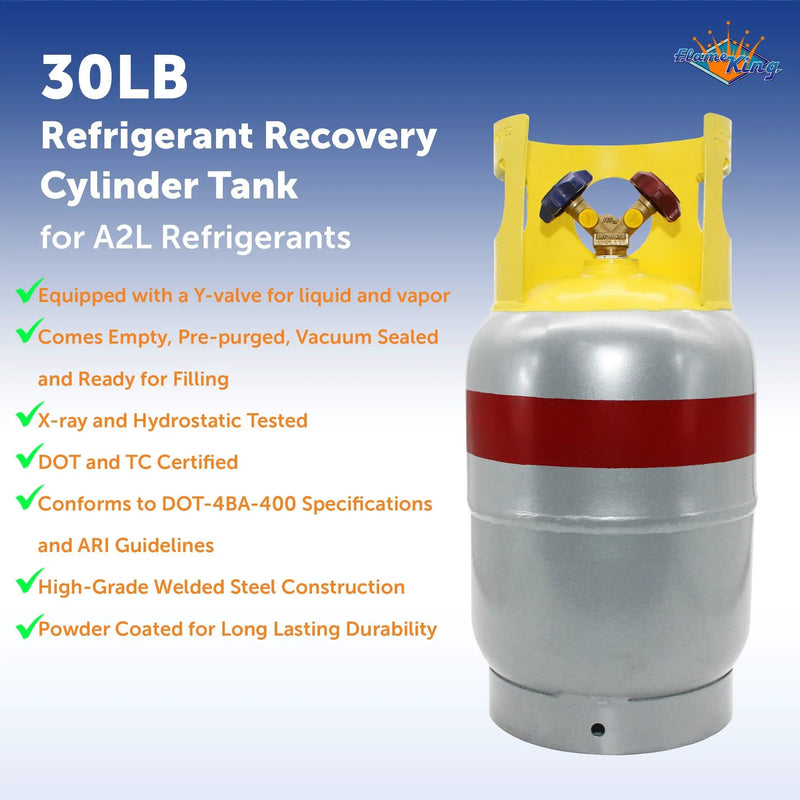 Flame King 30lb Refrigerant Recovery Cylinder Tank for A2L Refrigerants by Flame King Products