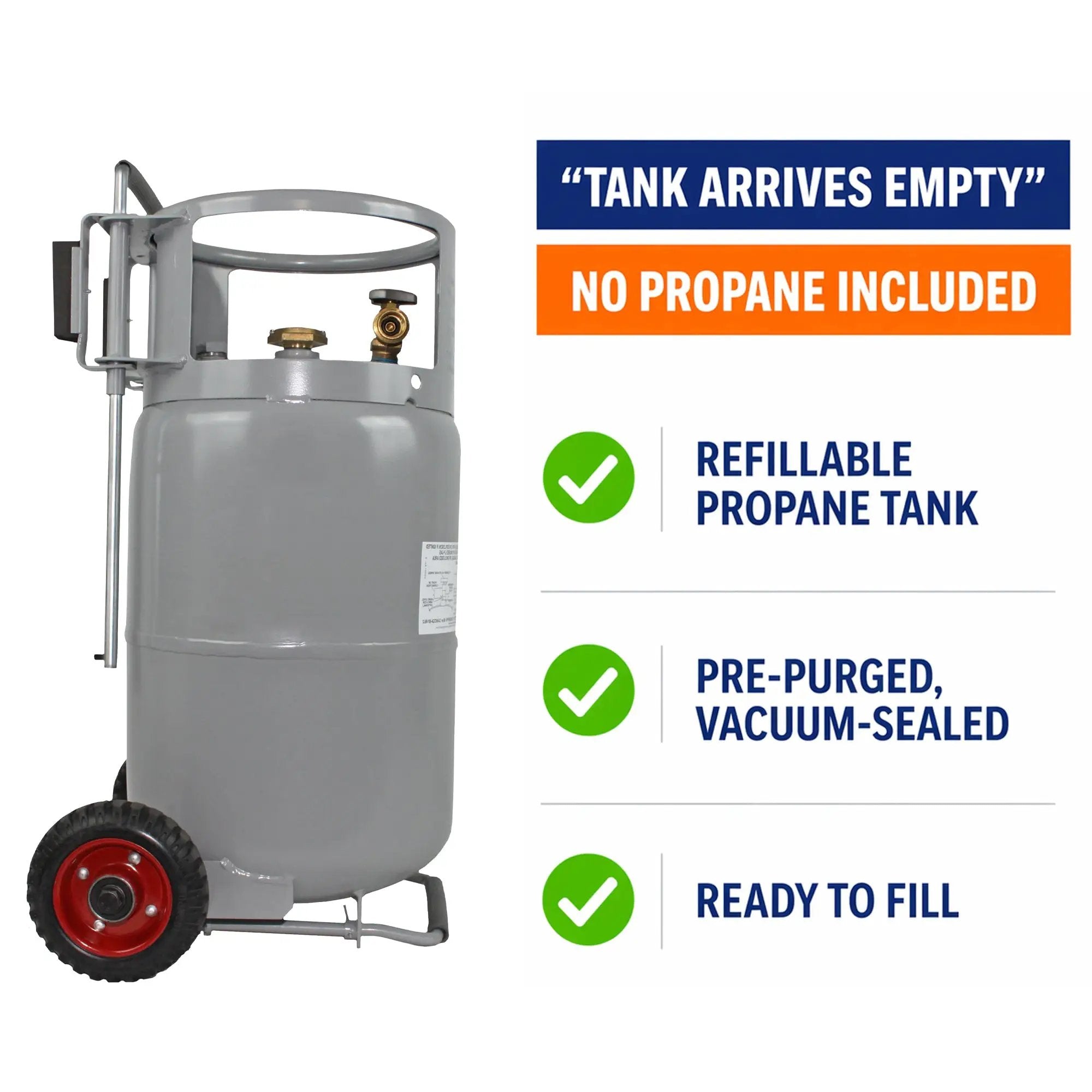 Flame King 30lb Horizontal & Vertical Propane Cylinder Gauge OPD & Wheels by Flame King Products