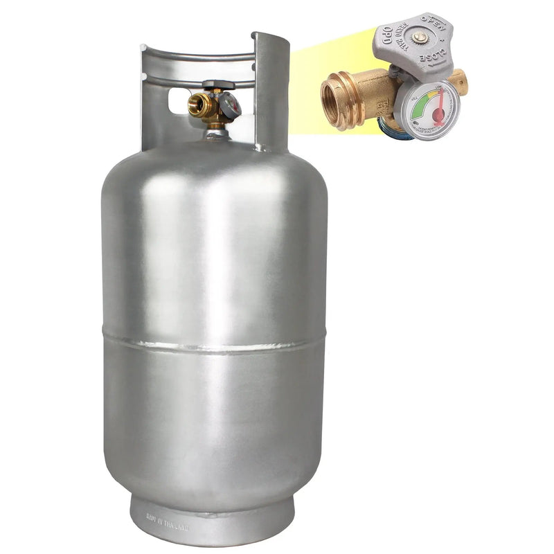 Flame King Lightweight 30lb Aluminum Propane Tank Cylinder Gauge and OPD Valve by Flame King Products